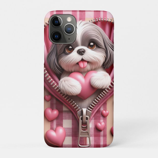 Cute 3D Puppy in a Pink and White Background (12) Case-Mate iPhone Case (Back)