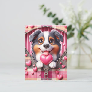 Cute 3D Puppy in a Pink and White Background (21) Postcard