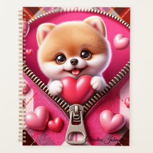 Cute 3D Puppy in a Pink and White Background (2) Planner
