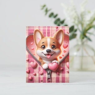 Cute 3D Puppy in a Pink and White Background (31) Postcard
