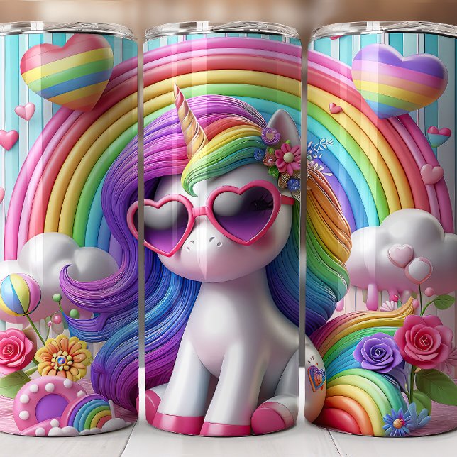 Cute 3D Rainbow Unicorn Tumbler | Colourful Unicor (Creator Uploaded)