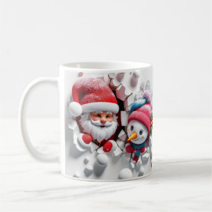 Cute 3D Santa and Snowman Design for 2023 Coffee Mug