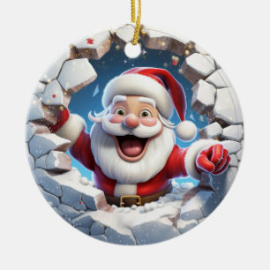 Cute 3D Santa Xmas Ceramic Ornament