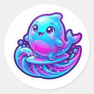 Cute 3D Sherro Aniimo Surfing Sticker