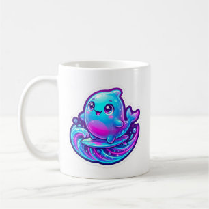 Cute 3D Sherro Aniimo Surfing Sticker Coffee Mug