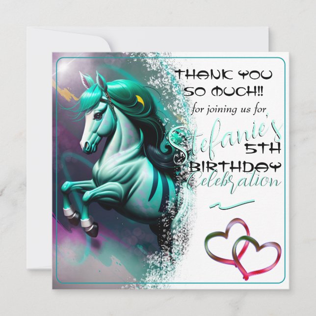 Cute 3D Spirit Pony24 Birthday Thank you Card (Front)