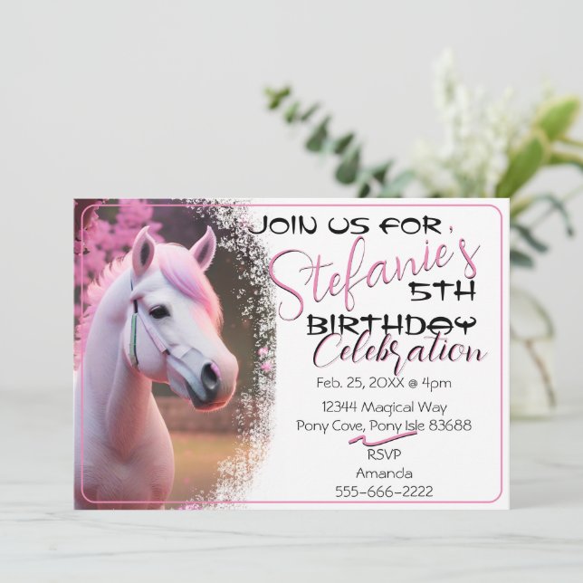 Cute 3D Spirit Pony 12 Birthday Invitation (Standing Front)
