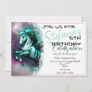 Cute 3D Spirit Pony 24 Birthday Invitation