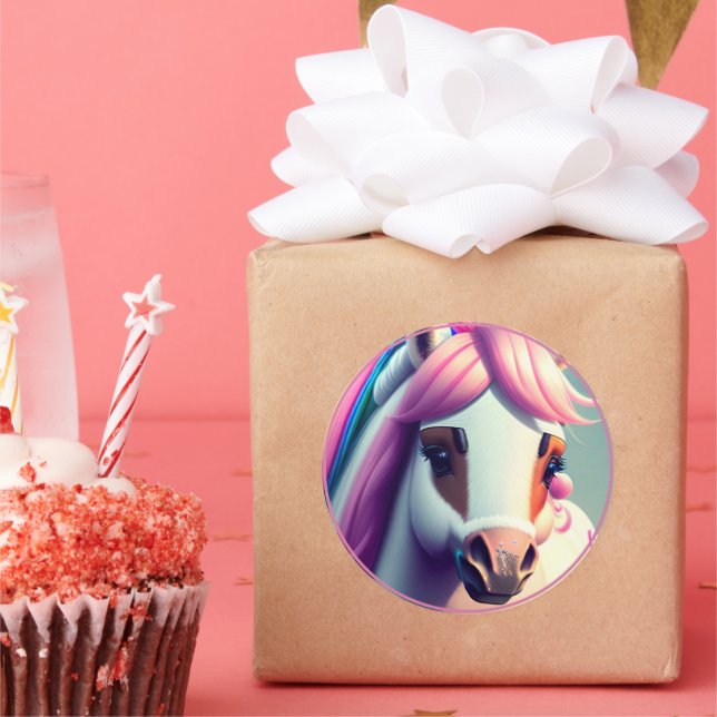 Cute 3D Spirit Pony 2 Classic Round Sticker (Party)