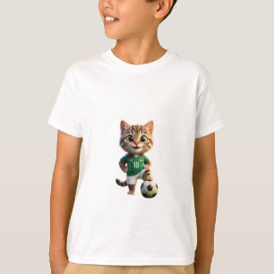 Cute 3D Tabby Cat Soccer Player Number 10 T-Shirt