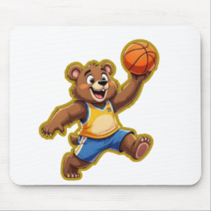 Cute 3D Teddy Bear Playing Basketball – Adorable S Mouse Pad