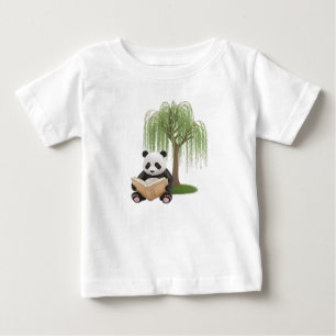 Cute 3D Watercolor Panda Reading Book Baby T-Shirt