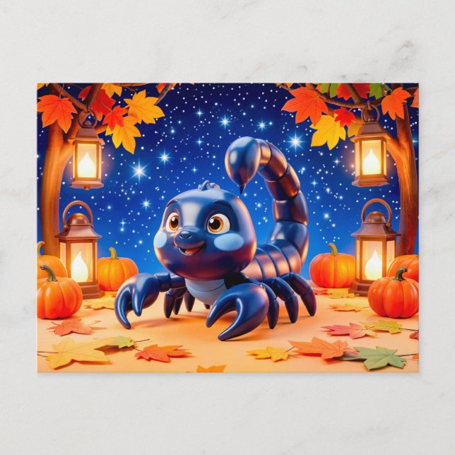 Cute 3D Zodiac Scorpion Character Postcard (Front)