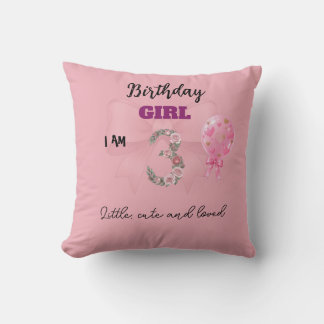 Cute 3rd Birthday Girl Pillow