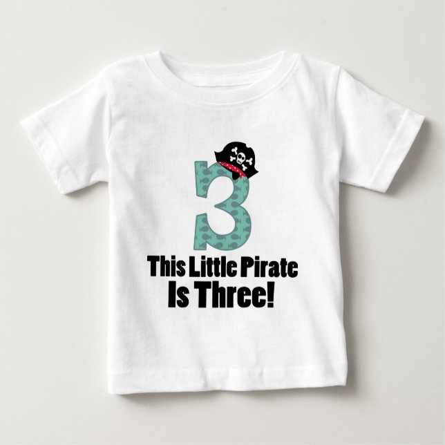 Cute 3rd Birthday Pirate Baby T-Shirt (Front)