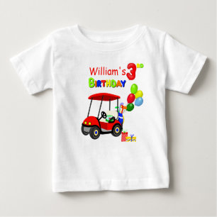 Cute 3rd Birthday Red Golf Cart Boy's Baby T-Shirt