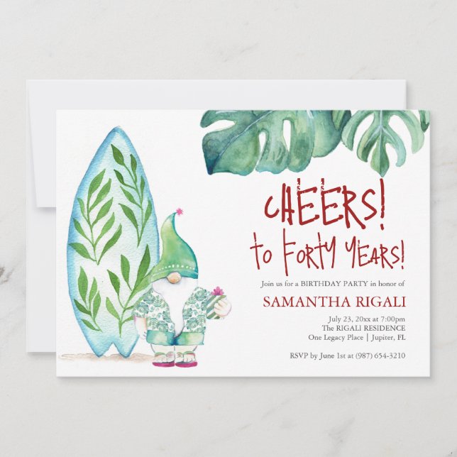 Cute 40th Birthday Party Invitation Template (Front)