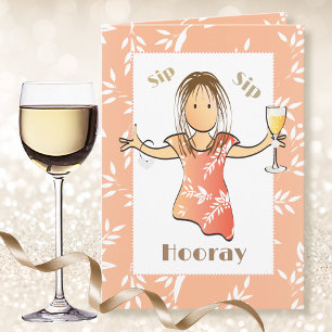 Cute 40th Birthday Woman Cartoon Champagne Toast Card