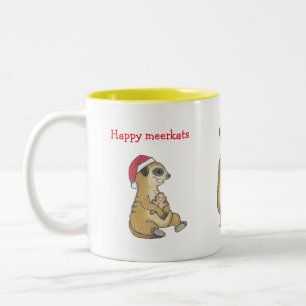 Cute 4 Meerkats Christmas Holiday Coffee Cocoa Mug