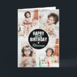 Cute 4 Photo Birthday Card Any Age | Custom Colour<br><div class="desc">A modern Happy Birthday Card featuring 4 photos of yoru choice,  their age and name. All colours and text can be personalised. Great birthday card for kids and adults - boys and girls.</div>