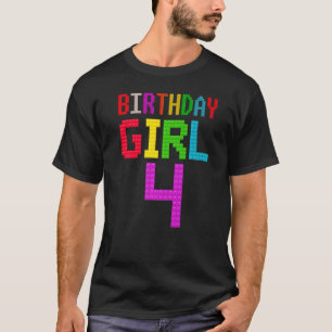 Cute 4th Birthday Gift 4 Years Old Block Building T-Shirt