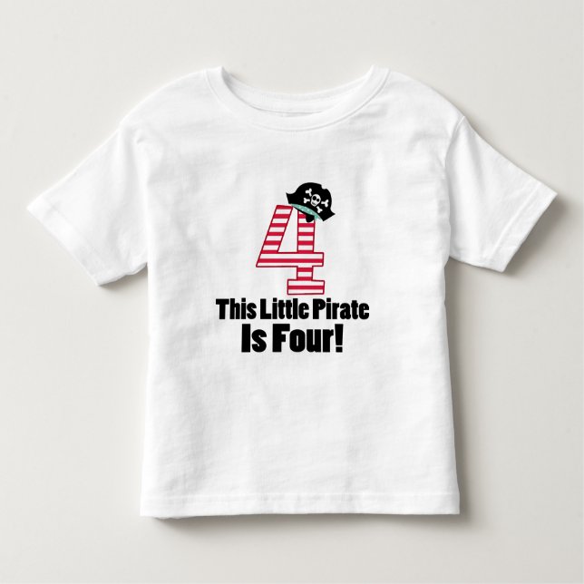 Cute 4th Birthday Pirate Themed Toddler T-Shirt (Front)