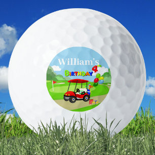 Cute 4th Birthday Red Golf Cart Boy's Golf Balls