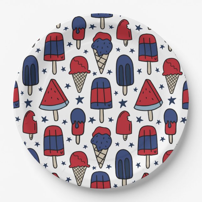 Cute 4th July Watermelon Paper Plate (Front)