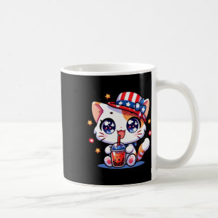 Cute 4th Of July Cat Shirt Girls Kids Kawaii Anime Coffee Mug