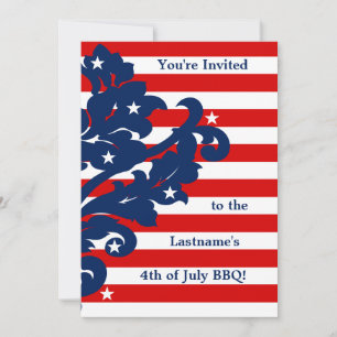 Cute 4th of July damask party Invitation