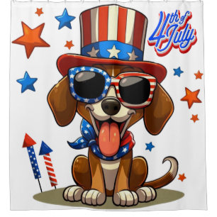 Cute, 4th of July dog/puppy Shower Curtain