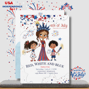 Cute 4th of July Family Fireworks BBQ Party  Invitation