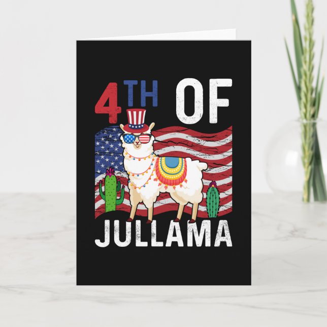 Cute 4th Of July Patriotic Llama 4th Of July Gift Card (Front)