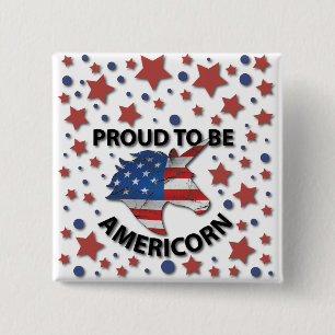 Cute 4th of July red, white and blue Americorn 15 Cm Square Badge