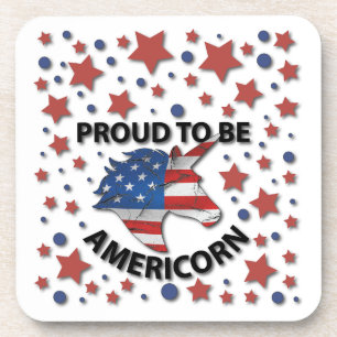 Cute 4th of July red, white and blue Americorn Coaster