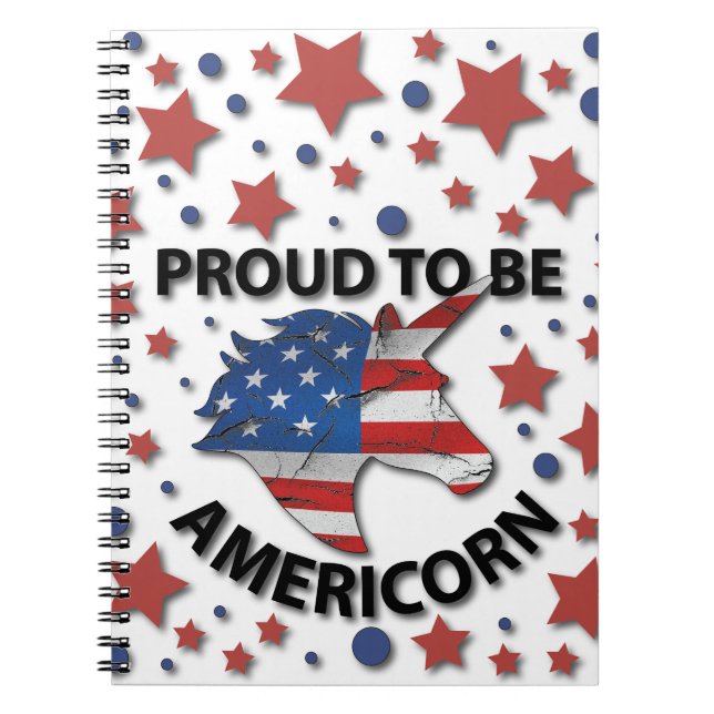 Cute 4th of July red, white and blue Americorn Notebook (Front)