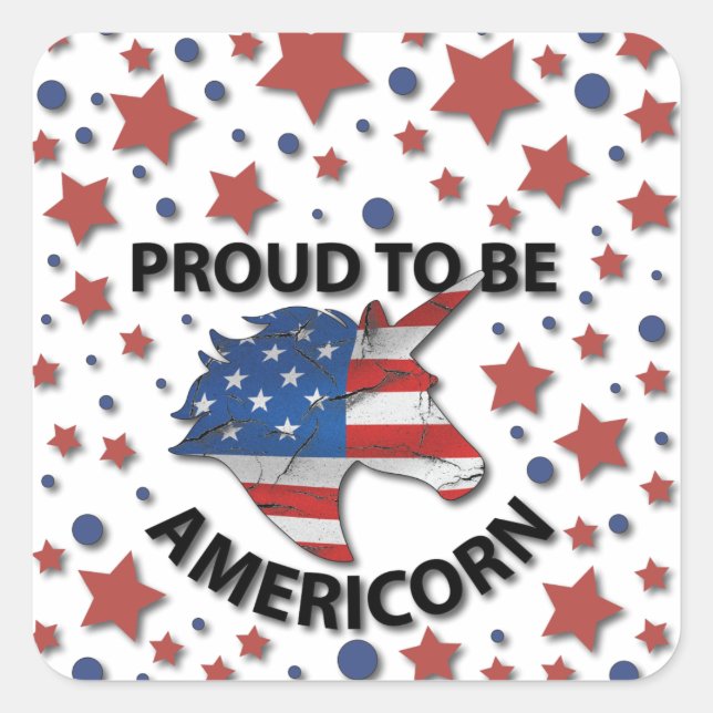Cute 4th of July red, white and blue Americorn Square Sticker (Front)