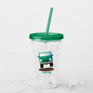 Cute 4X4 offroad vehicle cartoon car Acrylic Tumbler