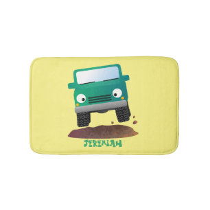 Cute 4X4 offroad vehicle cartoon car Bath Mat