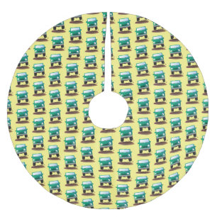 Cute 4X4 offroad vehicle cartoon car Brushed Polyester Tree Skirt