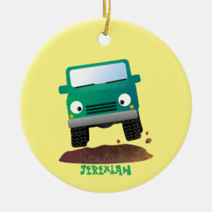 Cute 4X4 offroad vehicle cartoon car  Ceramic Ornament