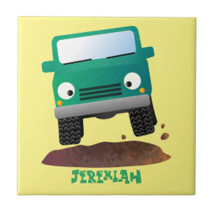 Cute 4X4 offroad vehicle cartoon car Ceramic Tile