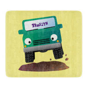 Cute 4X4 offroad vehicle cartoon car Cutting Board