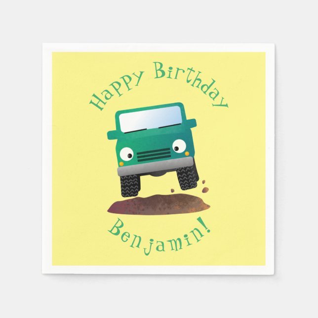 Cute 4X4 offroad vehicle cartoon car  Napkin (Front)