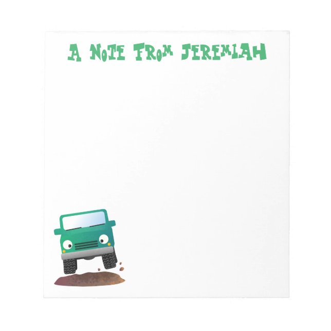 Cute 4X4 offroad vehicle cartoon car Notepad (Front)
