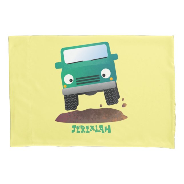 Cute 4X4 offroad vehicle cartoon car Pillowcase (Front)