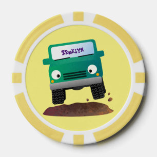Cute 4X4 offroad vehicle cartoon car Poker Chips