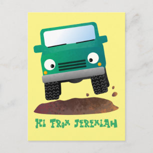 Cute 4X4 offroad vehicle cartoon car Postcard