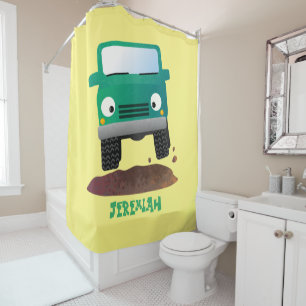 Cute 4X4 offroad vehicle cartoon car Shower Curtain