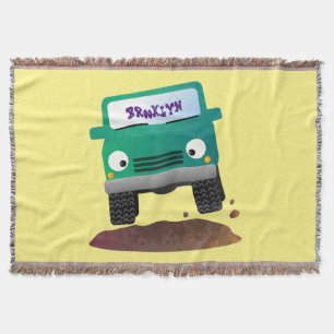 Cute 4X4 offroad vehicle cartoon car Throw Blanket